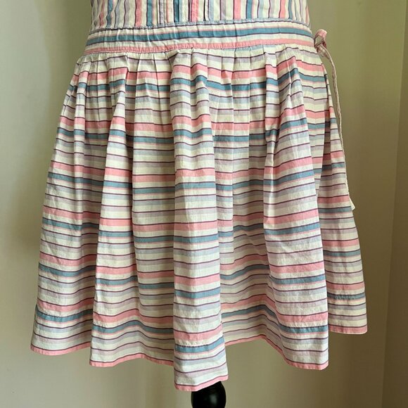 Vintage 80s 90s Laura Ashley Pastel Striped Dropwaist Sleeveless Dress Size 6 - Picture 5 of 12